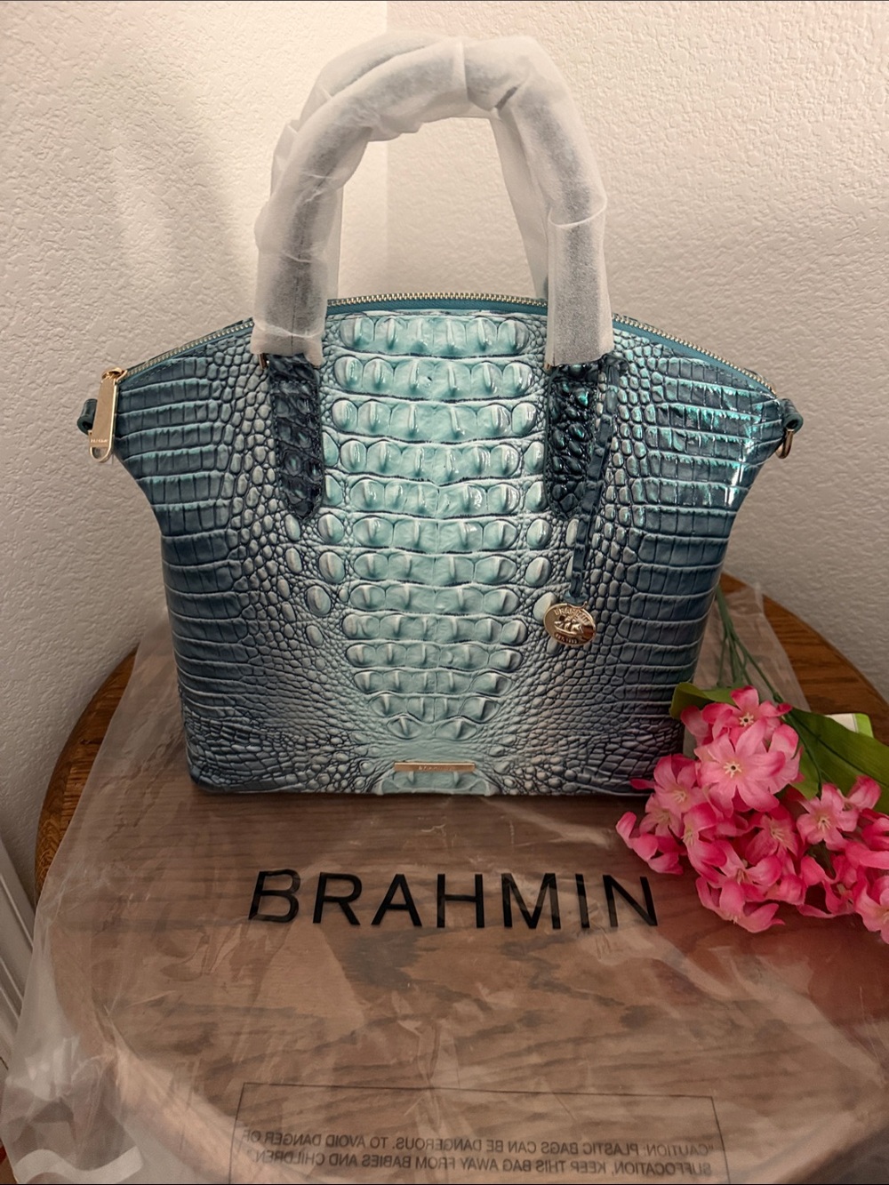 Brahmin NWT Lg Duxbury Satchel Spearmint Ombré Melbourne Genuine Leather Satchel